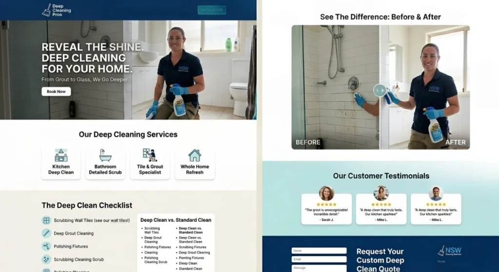 Deep Cleaning Liverpool page layout example The Moppsters