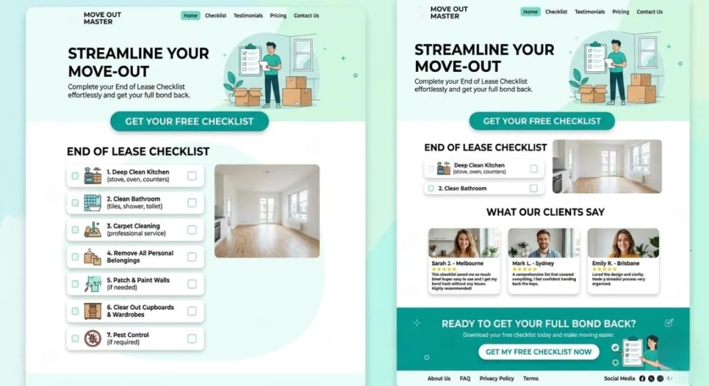 End of Lease Cleaning Auburn conversion optimisation example The Moppsters
