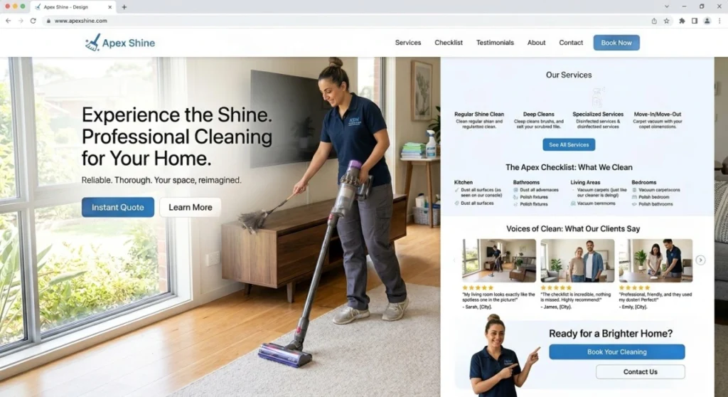 House Cleaning Bankstown webpage layout example The Moppsters
