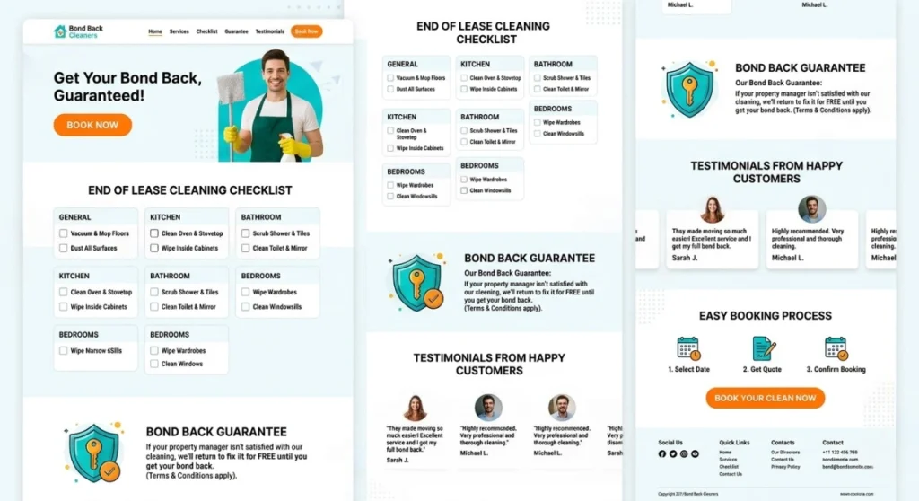 End of Lease Cleaning Bankstown page layout example The Moppsters