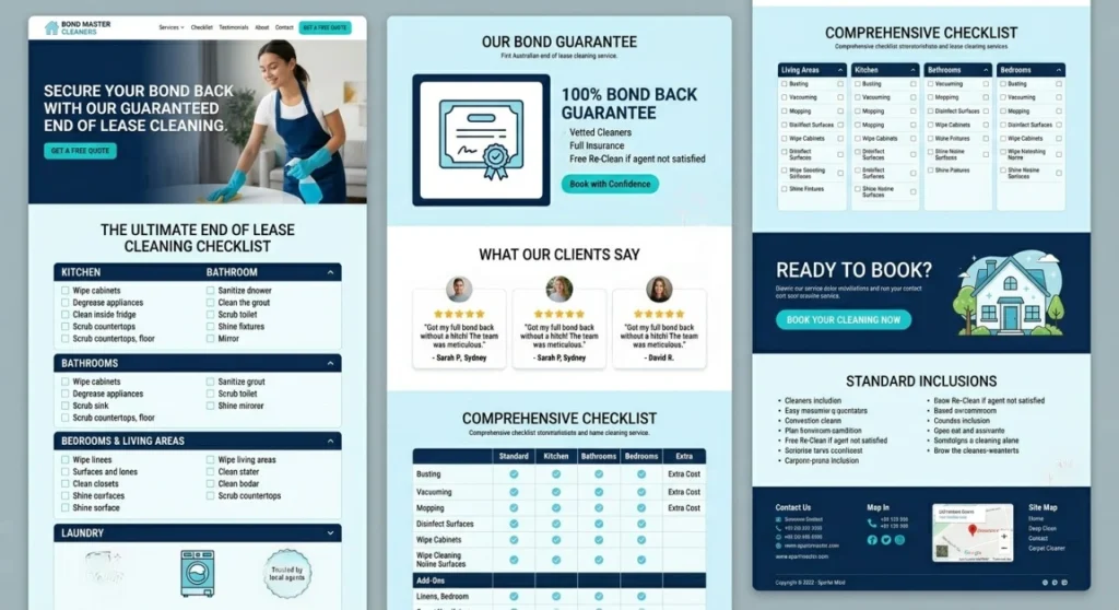 End of Lease Cleaning Liverpool page layout example The Moppsters