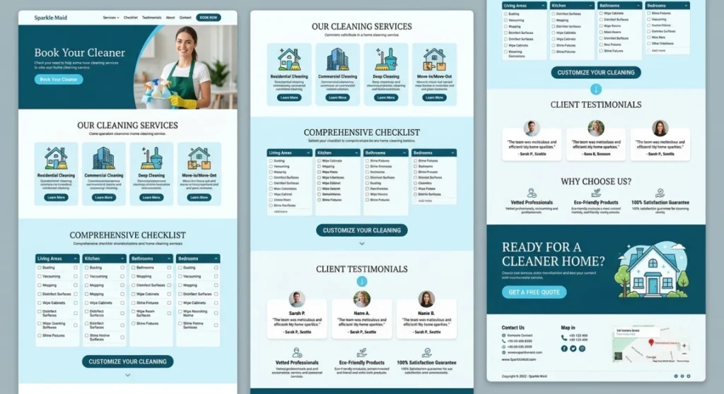 House Cleaning Liverpool webpage layout example The Moppsters