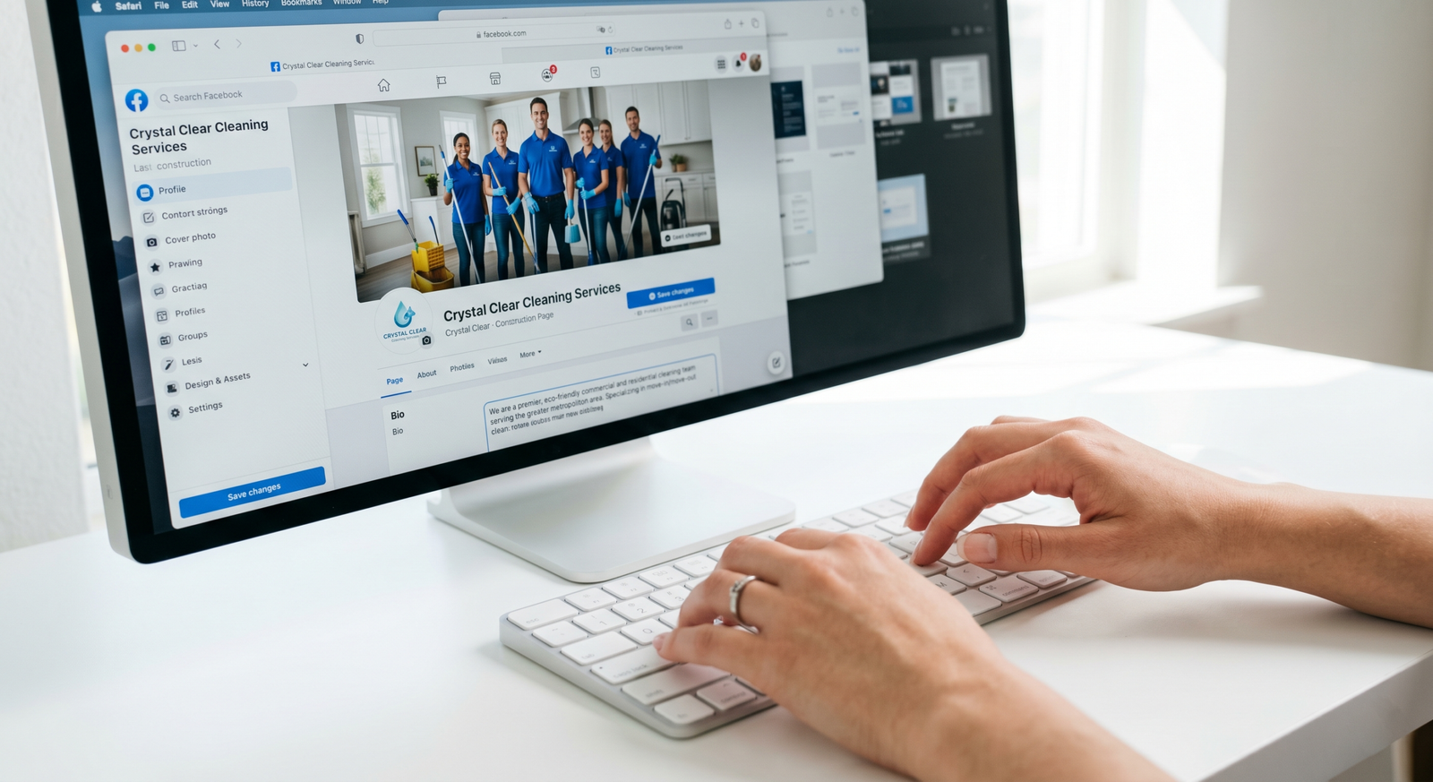 Profile setup and brand design for cleaning company social media