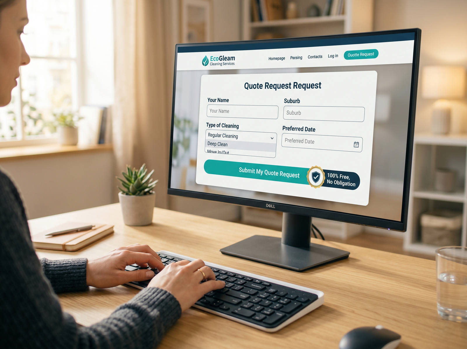 Conversion-optimised quote request form for cleaning website